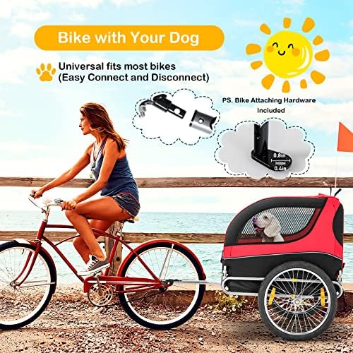 Приколка за велосипеди за кучиња - Трејлер за кучиња Хапас за велосипед, приколки за карго -циклус вагон количка за миленичиња велосипед