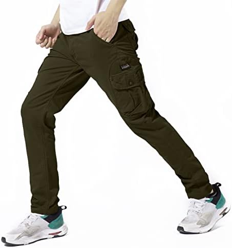 ДГВЗ Менс карго панталони со шест џебни истегни памучни памучни панталони за мажи за мажи