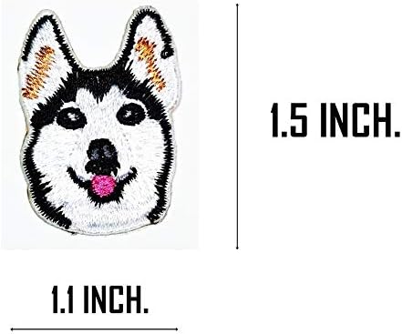 Еднаш x големина мало кученце куче, симпатична хаска кучиња глава, налепница за цртани филмови, налепници на закрпи DIY апликација везена шива