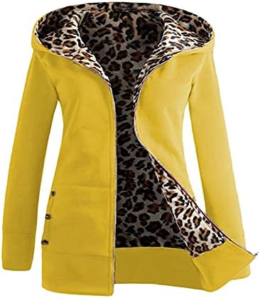 Жени со качулка зимска плус кадифе подебела јакна женски плус јакни леопард палто палто со палто за надворешна облека облека