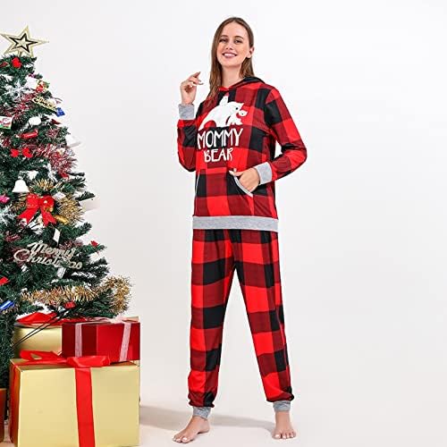 Семејни панталони за панталони за пижами, Божиќна облека за семејно појавување сет за појавување на семејни Божиќни пижами поставува