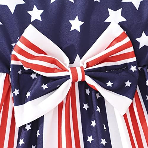 Zarmfly Girls 4 -ти јули фустан Девојче девојче Девојче американско знаме фустани со трепет ракав патриотска облека Ден на независност