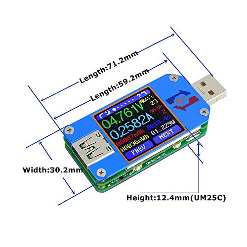 AILI UM25C USB мерач на тестер на напон на напон Bluetooth Bluetooth Power Power Power Voltmeter Ammeter Multimerat