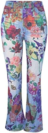 Miashui обични постелнини панталони за жени плус големина женски долг повеќекратен избор печатени обични лабави панталони женски панталони