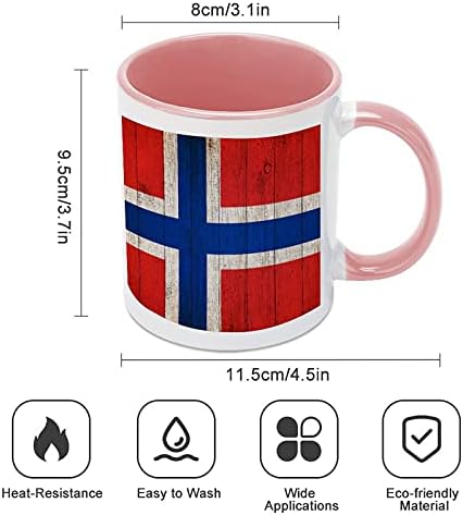 Гроздобер Норвешка Знаме Дрво Позадина Керамички Кафе Кригла Со Боја Внатре И Се Справи Со Чај Чаша За Жени Мажи розова стил
