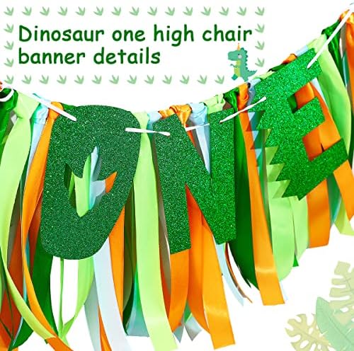 Еден Украси За Роденден На Саурус, Материјали за Забава За Среќен Роденден на 1-ви Диносаурус Со Балони Банер За Столчиња И Банер
