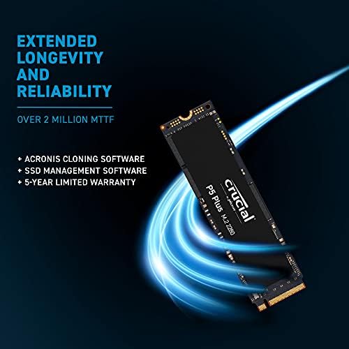 Клучни P5 Плус 1tb PCIe Gen4 3D NVME M. 2 Игри SSD, ДО 6600MB/s-CT1000P5PSSD8
