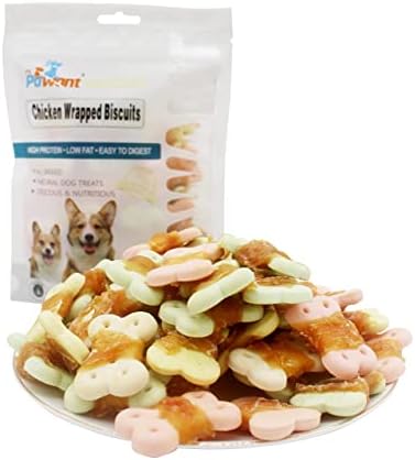 Паван кучиња третираат бисквити завиткани во пилешки џвакања за мало куче без Rawhide1 lb/454g