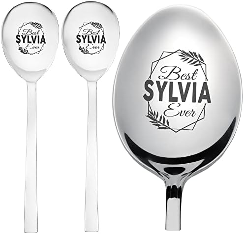 Најдобра Силвија Некогаш Кригла-Персоналните СИЛВИЈА Роденден За Жени Девојка Сестра 8 Инчен Десерт Лажица | Пакет од 3 Лажици