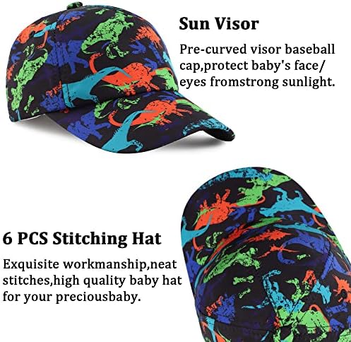 Диносаурус Детска бејзбол капа капачиња за деца Сонце капа на водоотпорни момчиња за брзо сушење девојчиња Капчиња прилагодлива големина за 2-6Y