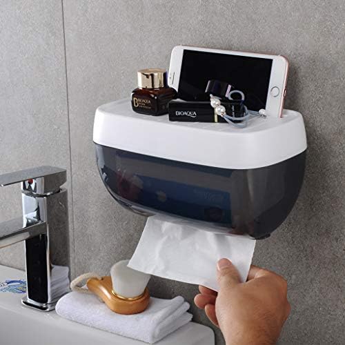 Држач за тоалетна хартија FXBZA STAND Wallиден дел од водоотпорен издржлив без дупчење за бања хотел кујнски ткиво држач-транспарентен црна