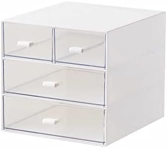 Кутија за складирање на десктоп Chicmo со 4 фиоки, канцелариски материјали Организатор на алатки за наставници, чиста пластична
