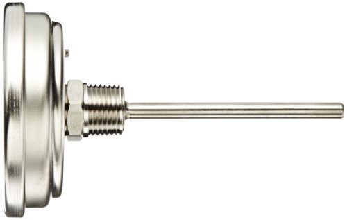 Ношок 300 серија 304 тип на инструмент од не'рѓосувачки челик со двојна скала БИ метален термометар со прилагодлив агол монтажа, 2-1/2 стебло,