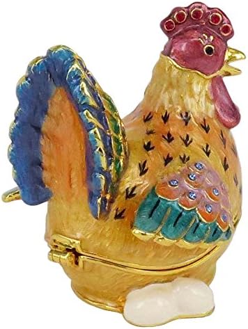Ручини кокошка/јајца кутија со накит со накит со кристали на Сваровски