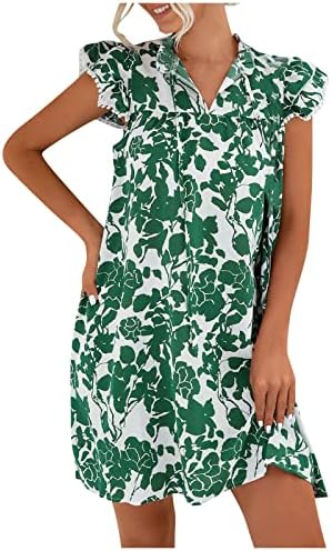 Nokmopo пролетни фустани за жени 2023 обичен моден стил печатен обичен врат долг фустан