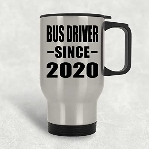 DesignSify Bus Возач Од 2020 година, сребрена кригла од патувања 14oz не'рѓосувачки челик изолиран Тумблер, подароци за роденденски