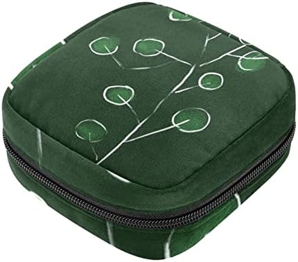 Торба за период на санитарна салфетка, санитарна торба за женски подлога санитарна подлога торбички за девојчиња дами, зелени лисја