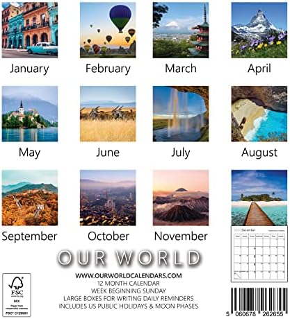Нашата Светска Инспирација За Патување Ѕид Календар 2023-Планер За Семејство &засилувач; Дневен Организатор Со Месечна Слика За Календар