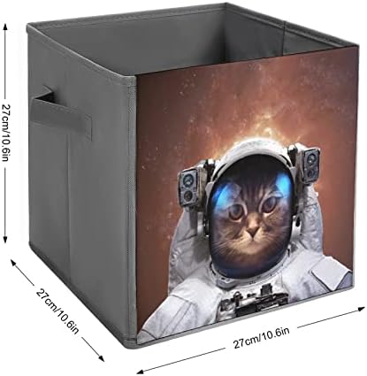 Кат Астронаут Склопувачки Коцки За Складирање Ткаенини Кутија 11 Инчни Преклопливи Канти за Складирање Со Рачки