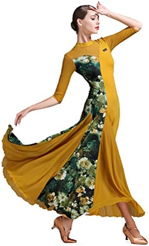 Womenените стојат јака вода пад назад голема цветна шипка за шиење на салата за шпански фламенко лисични фустани