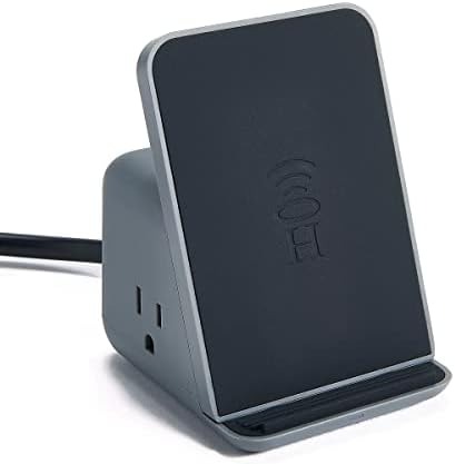 ХАЛО Безжични Полнење Рампа со 3 USB Порти &засилувач; 2 AC Места, Удобен Станица За Полнење до Пет Уреди, Јаглен