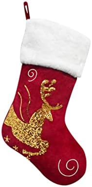 Божиќни чорапи за подароци торби бонбони чорапи торбички снегулки чорапи со декор за новогодишна елка