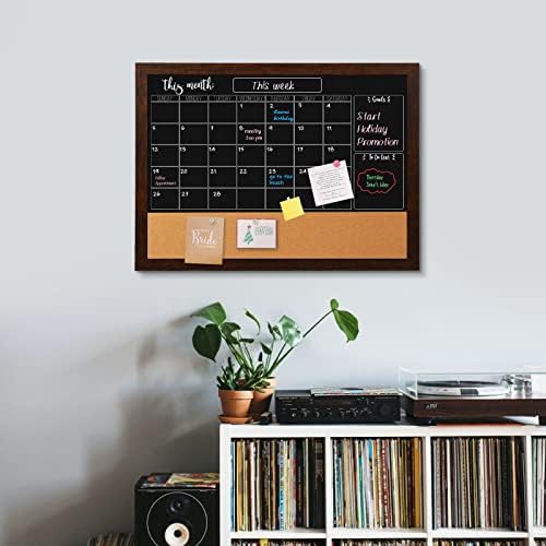 Долар шеф магнетна календар на табла 36 x 24 црни табли за wallsидови месечен планер за табли Билтен комбо табла рустикална дрвена