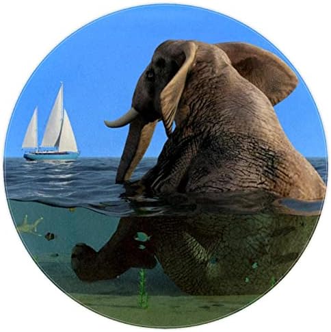 Llnsupply 4 ft круг килим за игра со низок куп, масен слон што седи вода во потрага по брод бебе ползи подни душеци игра игра