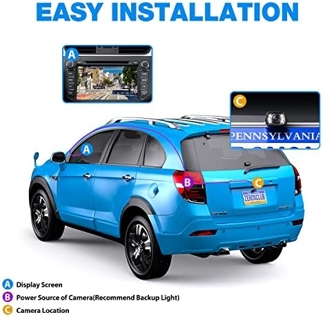 ZeroxClub HD резервна камера за автомобили 6 автоматски LED светла ноќно гледање, IP69 водоотпорна жична регистарска табличка задна