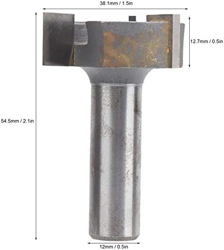 Бит на рутер T-Slot, 1/2 Shank 3-Flute дрво за обработка на мелење легура за резба со резба максимална длабочина на сечење приближно 12,7 мм, секач