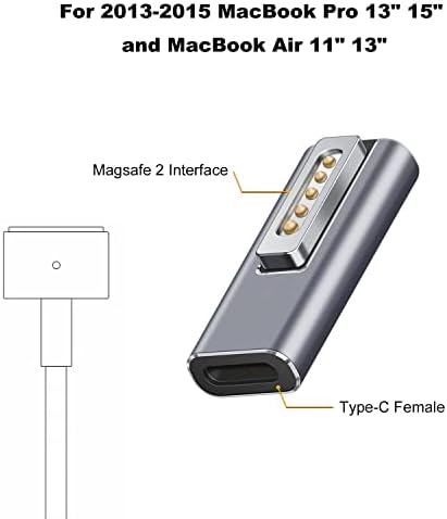 Areme USB C до магнетски адаптер за полнење на T-TIP, работи со моќност Type-C 100W Брзо полнење магнетски 2 Т-глава конвертор компатибилен
