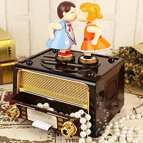 Lhllhl ретро радио во форма на музичка кутија креативна смешна музичка кутија музичка кутија за складирање на накит дете роденден