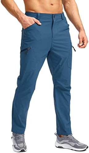 Пудола машки пешачки панталони водоотпорни панталони за патувања со 7 џебови се протегаат за риболов за голф