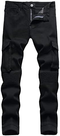 Тенок фармерки за машка машка машка машка панталони со странични џебови моторни велосипеди панталони