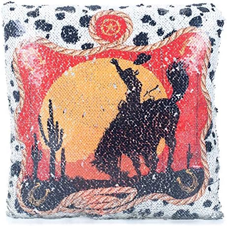Господар играчка западна каубојска зајдисонце зајдисонце портокалова 14 x 14 полиестерска ткаенина декоративна перница за фрлање