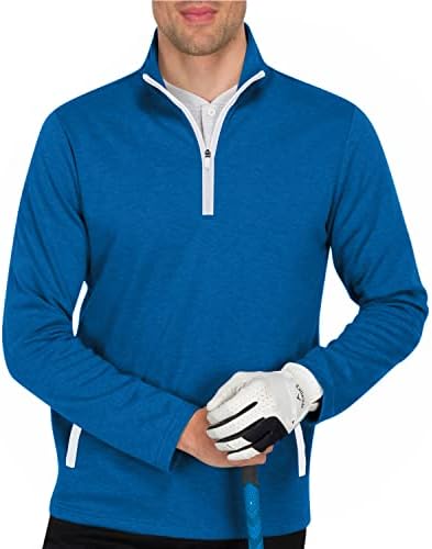 Три шеесет и шеесет машка џемпер за пулвер-суво вклопување за дишење половина поштенски јакна за голф 4-насочен затегнување влага