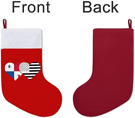 Панама знаме и американско знаме Божиќни чорапи црвен кадифе со бела торба за бонбони Божиќни украси и додаток на семејна забава