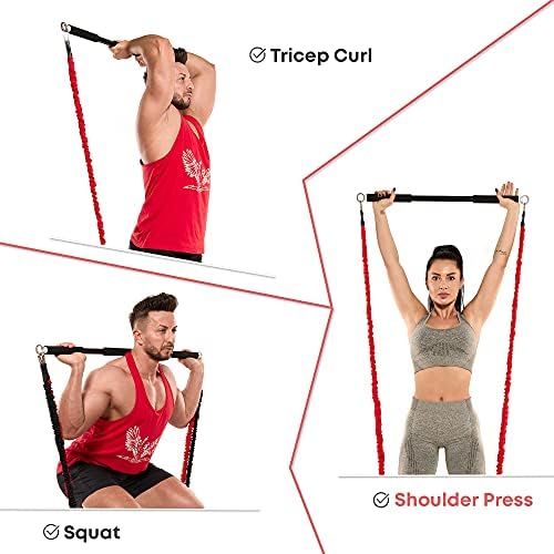 Лента за отпор за фитнес - лента за вежбање за вежбање, сквоти, бицепс, трицепс, раменици, грб - прилагодлива 3 лента за отпорни