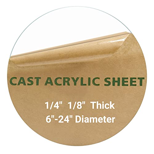 2 QTY 1/4 Тркалезен лист плексиглас, со дијаметар од 6 инчи, чист акрилен круг, акрилен лист со тркалезна торта, врвен табела со