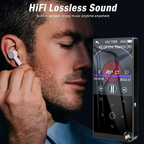 64 GB MP3 плеер со Bluetooth, Sunoony Music Player со FM Radio, вграден HD звучник, Hifi Gleassless Sound, TF картичка, слушалки, гласовен