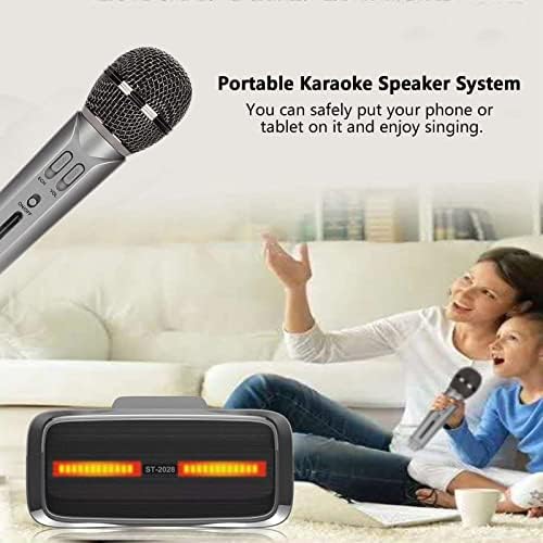Звучник за караоке, STY2028 Bluetooth Karaoke Machine со 2 микрофон, преносен звучник и комплет за микрофон за предавање за венчавки,