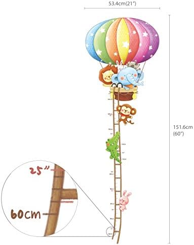 ДЕКОВАЛ ДА - 1606н1406б Животински Балони Топол Воздух Висина Раст Табела Детски Ѕидни Налепници Ѕидни Налепници Кора И Стап Отстранливи