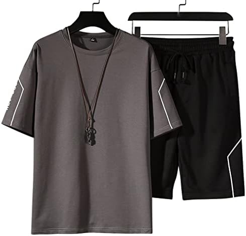 N/A Машка маица и краток сет машки летен летен случај на кратки ракави на кратки ракави и панталони костуми за спортски сет на врвови