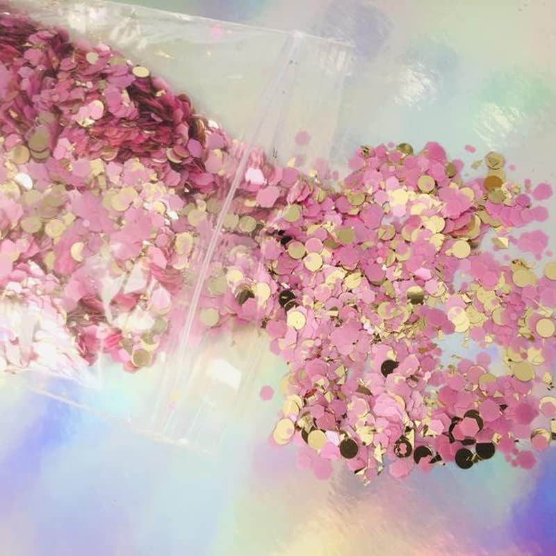 12 бои/50g памучни бонбони | 2 тон бучен сјај мешавина розова и златна мат тиркизна металик и врежана, 1