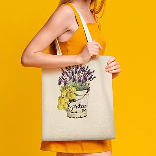 Wengbeauty Canvas Tote Bag Lavender Baget Seasonal Tagn Tagn за еднократна употреба на намирници за купување торбички за ручек