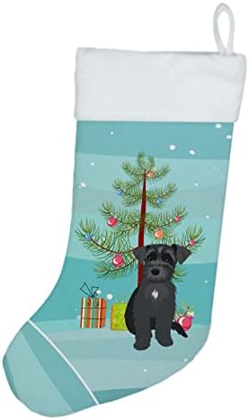 Богатства на Каролина WDK3148CS Schnauzer Black 1 Божиќ Божиќно порибување, камин што виси чорапи Божиќна сезона забава Декорации