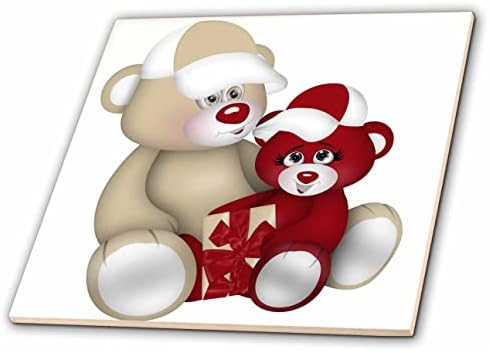 3drose симпатична беж тато мечка која држи црвена дете мечка со илустрација за подароци - плочки