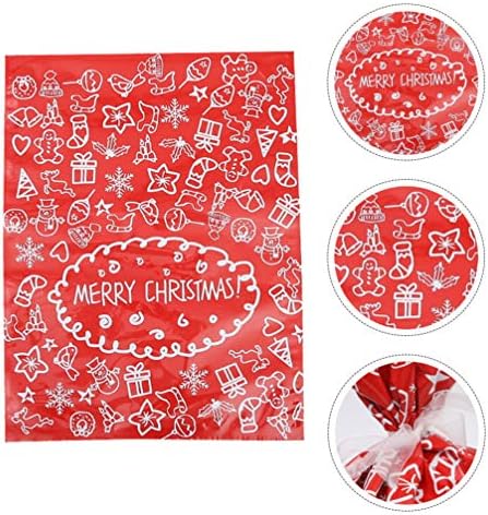 Кабилок 5 парчиња Божиќни Бонбони Вреќи За Влечење Божиќна Закуска Бисквит Торби За Пекари Црвено Празнично Лекување Торбички За