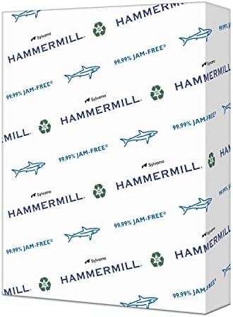 Хартија за печатач Хамермил, одлична бела рециклирана хартија, 8,5 x 11 - 1 рем - 92 светла, направена во САД, 086790R