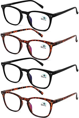 Јого Визија 4 Пакет Очила За Читање Нерд Читачи За Жени Мажи АНТИ Отсјај УВ Филтер лесни Очила +4